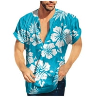 Sendkeelmen's Summer Beach Небрежен хавайски печат плажен стил с къс ръкав поло риза с къс ръкав мъжки връх