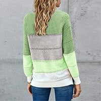 Rovga дамски пуловери за пуловери мода женски ежедневни пачуърк O-neck с дълъг ръкав пуловер дърпане на женски джъмпер върхове