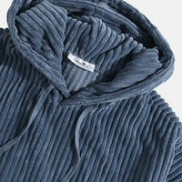 tklpehg мъжки качулки пуловер с дълъг ръкав отгоре есен и зимен солиден суичър с качулка мода модна пуловер синьо s