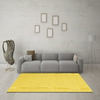 Ahgly Company Machine Pashable Indoor Round Твърдо жълти килими за модерна зона, 4 'кръг