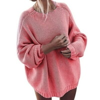Разчистване пуловери Женски модни ежедневни дълги ръкави плъзгащ се пуловер