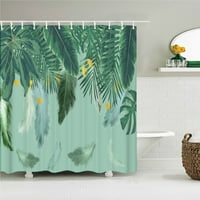 Тропически растения палмови листа печатни плат душ завеси Водоустойчив баня завеса баня декор с куки