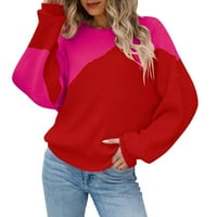 Жени небрежни пуловер с дълъг ръкав неправилно сплетен пуловер с кръгла яка