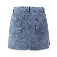 Вендунидни поли за жени жени Модни летни къси дънки деним женски джобове Измийте деним мини поли пола светлосиня XL