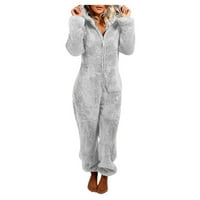 Зимен топъл комбинезон за жени плюс размер пижама клирънс жени с дълъг ръкав качулка пижами ежедневни зимни топли ромони