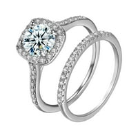 Пръстени две жени сребърен пръстен бял чисто камък сватбени бижута пръстени размер 6-9