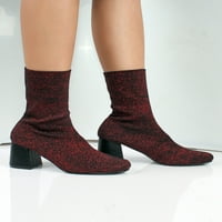 Природа Бриз Дамски разтеглив чорап плетене Високи токчета ботуш в червено
