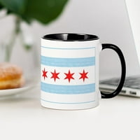 Cafepress - Чикагски флаг - Оз керамична халба - чаша за новост за кафе