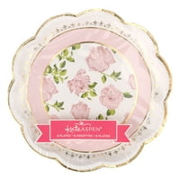 Чаено време за прищявка хартиени чинии - розово