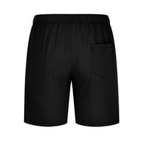 Fanxing Men Plus Linen Shorts Небрежни атлетически панталони редовно памук памук активни товарни къси панталони с джобове черно, xxxxl