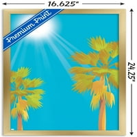 Палци на палми срещу плакат за синьо небе, 14.725 22.375