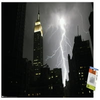 Ню Йорк - Плакат за стена на Lightning Storm с бутални щифтове, 22.375 34