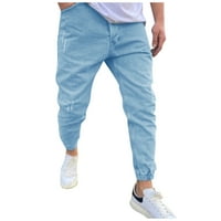 Puawkoer дънки мода разкъсат мъжки панталони Slim Pants Мъжки панталони Мъжки модни 3xl Blue