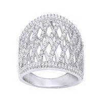 Бял естествен диамантен моден пръстен в 10k бяло злато