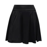 JSEZML Женски летен мини пола Плисинен цвят плюс размер панталони Облечете еластична висока талия къси поли за парти