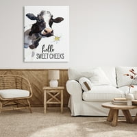 Ступел индустрии Здравейте сладки бузи страна крава говеда Холдинг цвете графика галерия увити платно печат стена изкуство, дизайн от букви и облицовани