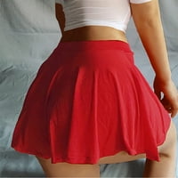 Набиране на трапчиви дами еротично бельо мини секси ежедневен твърд цвят дантелени шевове мини -риза червено