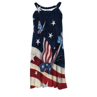 4-ти юли рокля жени Модерен американски флаг отпечатани секси без ръкави Около врата Мини сарафан ежедневни патриотични дрехи