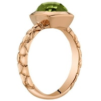 Ораво КТ възглавница изрязан зелен Перидот пасианс пръстен в 14к Розово злато