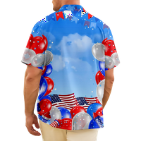 Четвърти юли тениски с къс ръкав За Мъже, четвърти юли празничен стил отпечатани Хавайски Топ летен плаж случайни Бутон надолу хавайски ризи