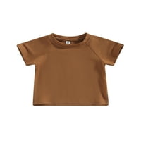 Unise Baby Baby Short Leade Tee Boys Girls Solid Color Crew Thysts Тениски за малко дете памук ежедневна лятна риза отгоре