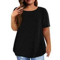 Дамски Плюс Размер Върховете С Къс Ръкав Ризи О Врата Туника Лятото Тениски Блуза