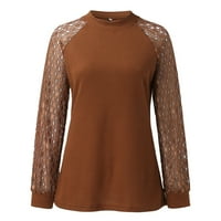 Ризи за жени със солиден цвят шифонска риза дантела пуловер v-образно деколте