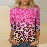 Подарък за клирънс за жени Yohome Womens Tops Womens Fashion Printed седем части в ръкав Кардиган Разхлабена блуза Небрежна блуза Топ лилаво XL