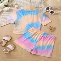 Toddler Baby Girls 'Tie Dye Printed Top + Shorts