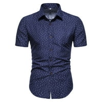 Мъжки ризи Просвет плюс размер небрежен бутон с къс ръкав Хавайски ваканционен стил риза блуза тениска