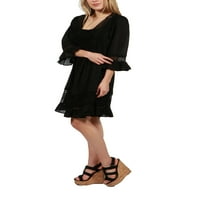 24севен комфорт облекло Хейли черна туника с дълъг ръкав рокля