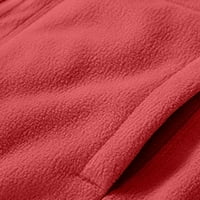 Дамски зимни руно облицовани яке Връхни дрехи на открито спортни руно Дълъг ръкав жилетка Класически плътен цвят топло качулка палто