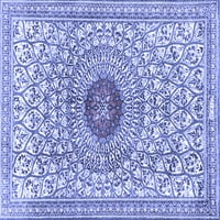 Ahgly Company Indoor Rectangle Medallion Blue Traditional Area Rugs, 7 '9'