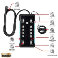 Electric Premium 12-Outlet Surge Protector с 2-USB зареждане на док, крака-11824