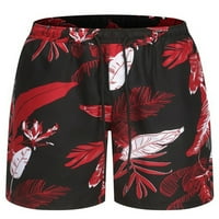 Welliumy мъже лято къси панталони с висока талия дъна флорални принт плаж шорти меки ваканционни мини панталони червени m